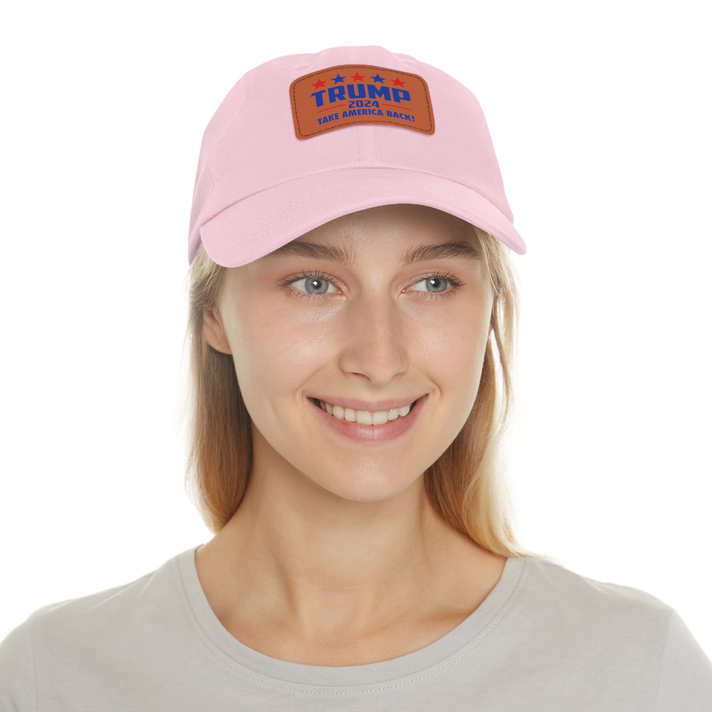 Trump 2024 Dad Hat with Leather Patch (Rectangle)